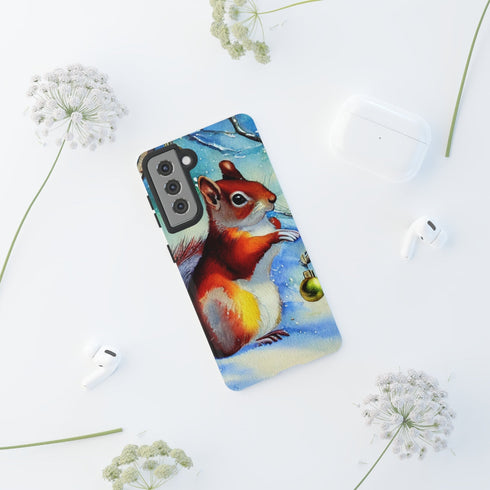 A Squirrel Decorates the Forest for Christmas - Impact Resistant Phone Case